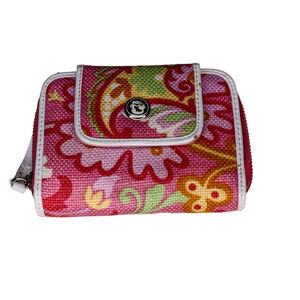 Spartina Daufuskie Island Wallet Linen Leather Pink Green White Yellow Floral